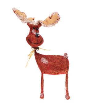 Red Christmas deer toy isolated on white background
