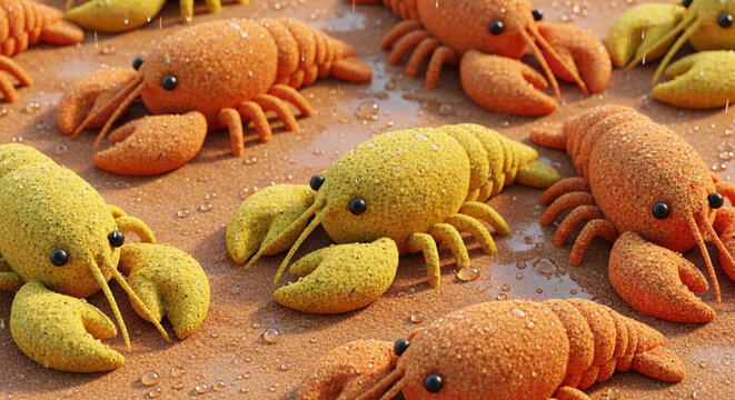 Colorful microscopic crustaceans in detailed view.