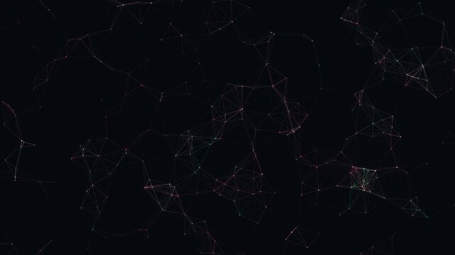 Procedural art white glowing nodes connected lines abstract digital geometric constellation dark star field background suitable for technology or scientific themed designs.