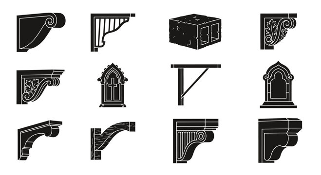 Classical architectural corbel and bracket icons