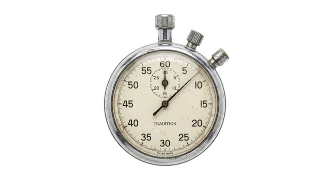 Vintage mechanical stopwatch with a classic analog dial and two pushers