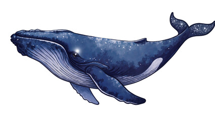Blue whale with starry sky pattern and glowing eye © Ari