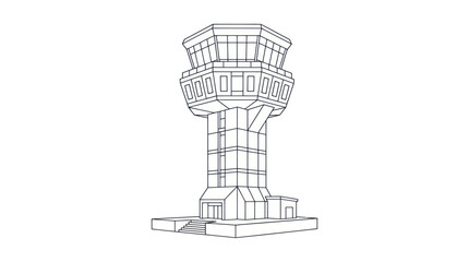 Fototapeta premium Airport Control Tower Vector Illustration