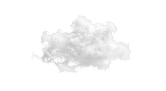 Fluffy white cumulus cloud isolated on a clean white background