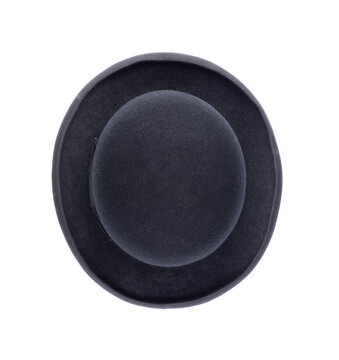 Vintage black bowler hat headdress isolated on white background
