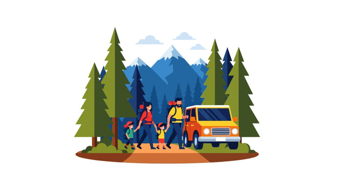 People on outdoor adventure with vehicle.