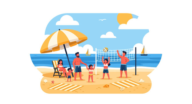 People Playing Beach Volleyball Together.