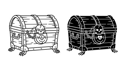 Pirate Treasure Chest: A classic pirate treasure chest, adorned with a skull emblem and intricate details, awaits discovery, hinting at hidden riches and adventures. © Hussain