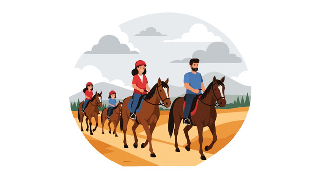 People Riding Horses on Sandy Track.