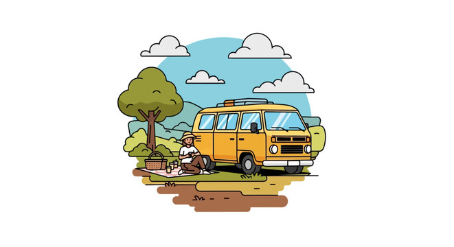 Yellow School Bus Parked Outdoors Freely.