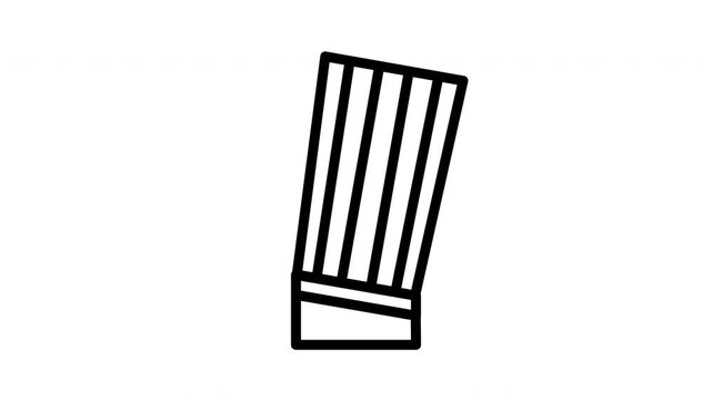 Minimalist Tall Chef Hat Stroke Icon Swing Animation with Smooth Wobble Motion on Transparent Alpha Channel for Restaurant, Kitchen and Culinary Motion Graphics 4K