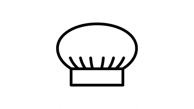 Professional Chef Hat Flat Design Icon with Gentle Bouncing Motion Transparent Alpha Channel Animation for Cooking Tutorials, Restaurant Branding and UI Videos