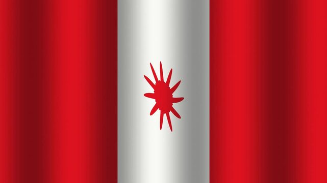 Creative flag design with red, white, and star symbols displayed
