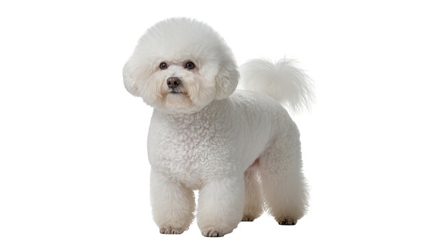Fluffy white Bichon Frise dog standing