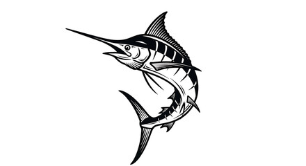Fototapeta premium Marlin fish swimming in ocean waters.