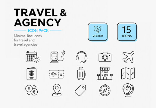 Travel and Agency Icon Pack Set