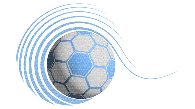 Argentinian soccer ball illustration. blue and white football symbol isolated. artistic polygon hexagon winding ribbons effect football design for light and dark color background PNG.	