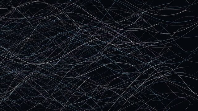 Procedural art abstract geometric pattern with white curved lines on a dark background, perfect for hair care product design or fashion concepts.