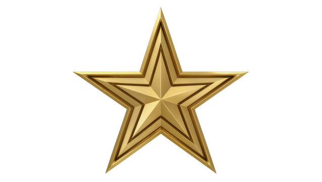 Golden five-pointed star with layered edges
