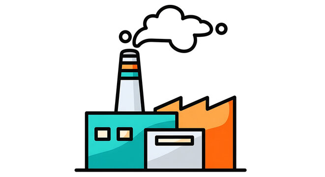 Industrial factory with smokestack
