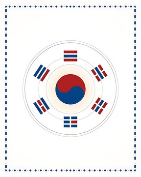 Stylized south korean flag design with circular trigram arrangement