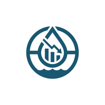 A blue icon showing a water drop with a declining chart