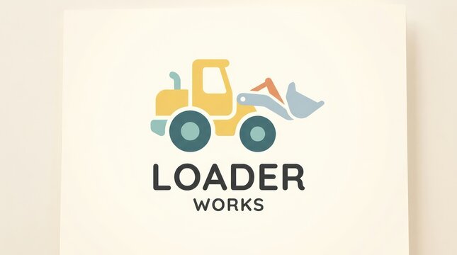 Minimalist front loader logo design for industrial construction and heavy equipment service.