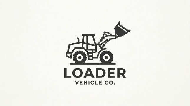 Modern professional logo for heavy machinery company featuring loader vehicle silhouette.