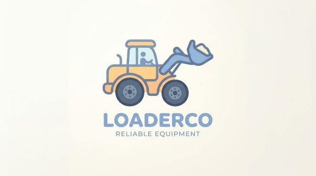 Reliable construction loader tractor logo featuring heavy equipment for industrial works.