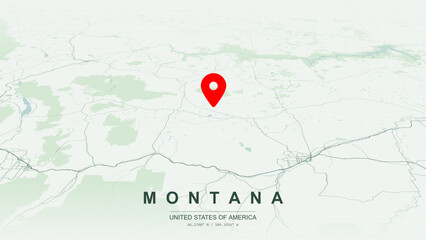 Modern minimalist vector map of Montana. High-quality scalable illustration of Montana state geographic boundaries, Missouri and Yellowstone River systems for posters design. © AliRza