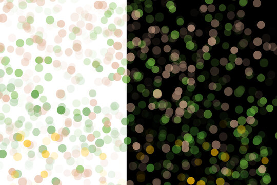 Glowing round particle pattern illustration with green and yellow bokeh elements