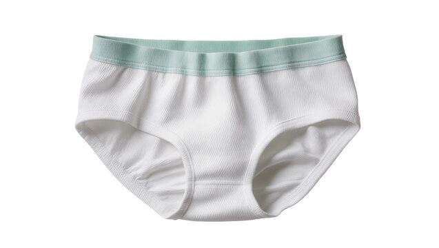 White cotton briefs with mint green elastic waistband