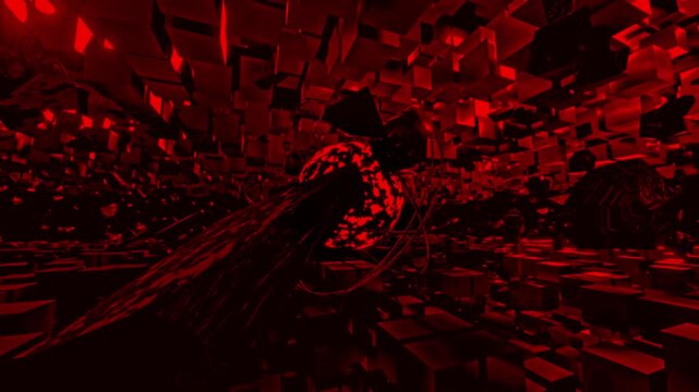 Red Shockwave Core Field 4K Sci-Fi VJ Loop