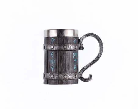Ancient Viking mug isolated on white background