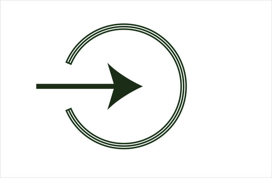 Arrow pointing into a circle outline icon design element for login or enter web buttons.
