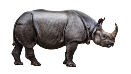 Fototapeta premium Gray rhinoceros with large horn and thick skin