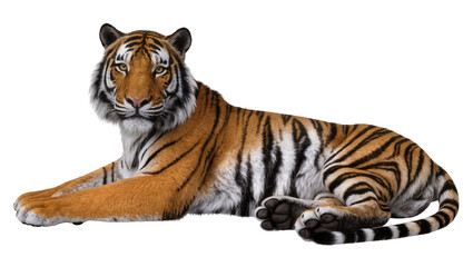 Fototapeta premium Tiger lying down with orange and black stripes