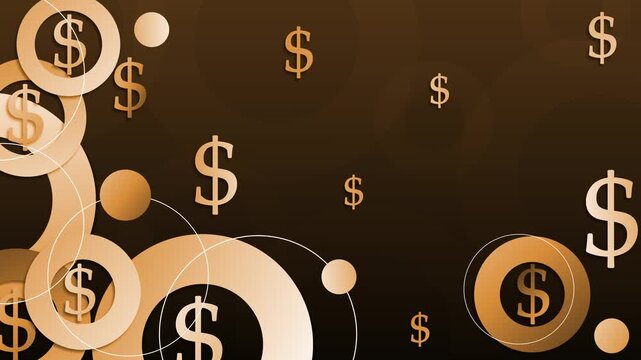 Abstract background with shape circles and dollar signs showing money finance and business growth concept animation