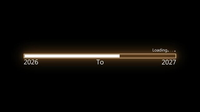 Minimal loading progress bar and years 2026 to 2027 animation, Loading bar from 2026 to 2027