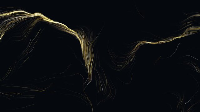 Procedural art abstract golden light streams in cosmic void. Perfect for background, design elements, or futuristic concept projects related to space and technology.
