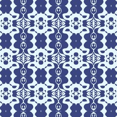 Obraz premium Blue and white seamless porcelain ornament pattern, elegant damask ceramic motif background for textile