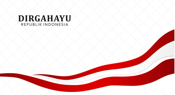 Indonesia Independence Day Waving Flag Ribbon Banner Border