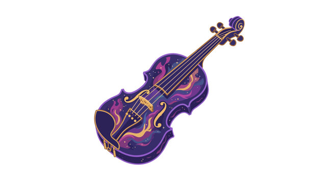 Purple and gold violin illustration.