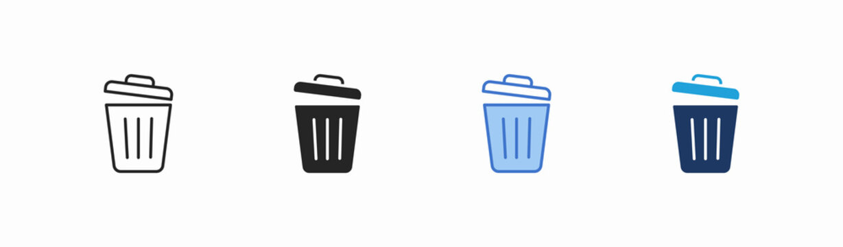 Set of trash icon collection in multiple style. Icon suitable for web and mobile application