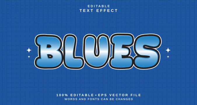 Editable text style effect - Blues text style theme.