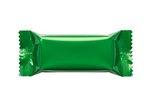 Green rectangular snack bar wrapper with ends folded