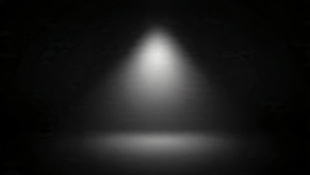 An empty, dimly lit darkroom backdrop, with a single bright white spotlight shining down onto the floor from above. This creates a stage or exhibition lighting effect for a single product."
