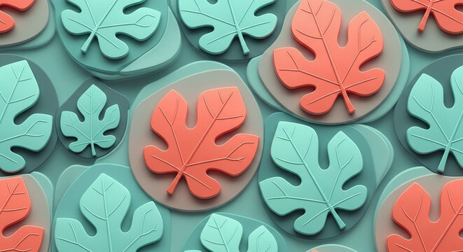 Colorful tropical leaf shaped fondant decorations on light background.