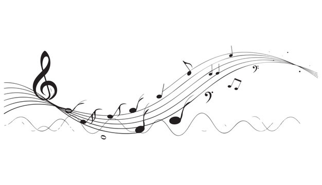Music notes wave isolated, group musical notes background &ndash; for stock