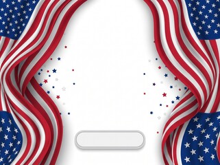 Obraz premium American Flag Background with Patriotic Draped Fabric and Confetti